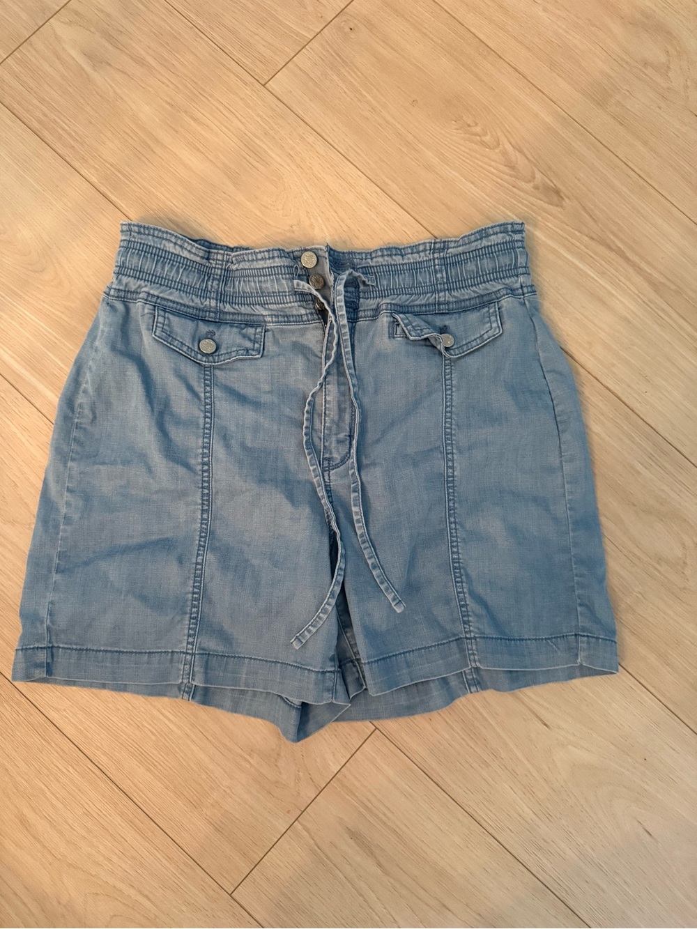 White House Black Market Light Blue High-Waist Drawstring Shorts